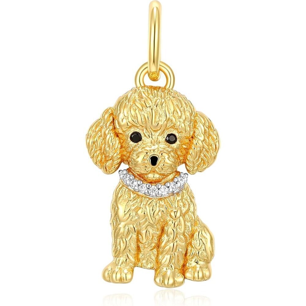 Sterling Gold Poodle breed charm plated option cubic zirconia Necklace Jewelry
